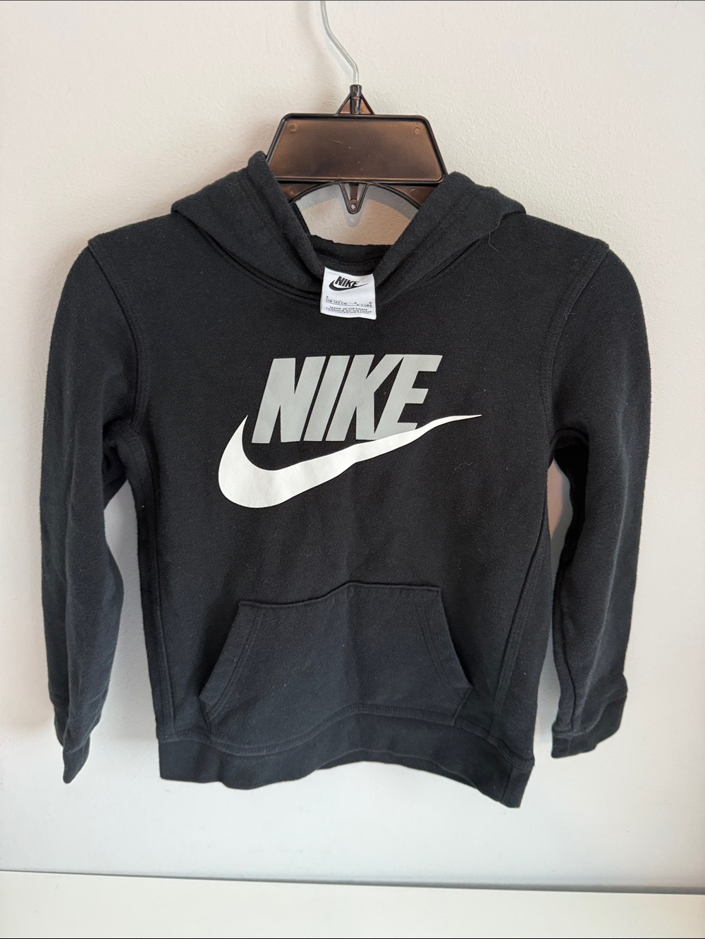 Nike Kids Black Hoodie with White Swoosh